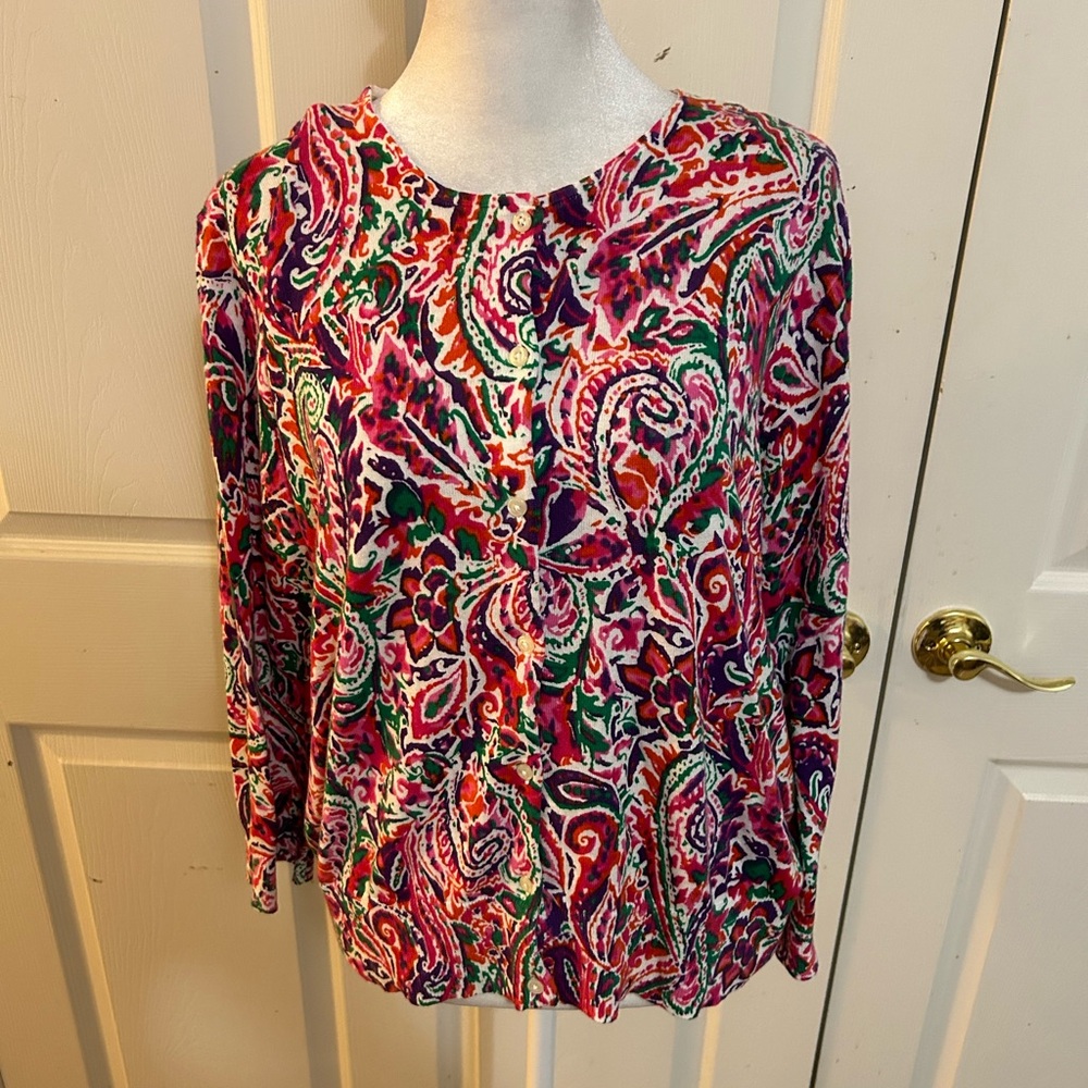 NWT Chaps vividly colored cardigan, size XL